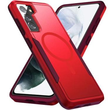 Imagem de Teayoha Capa para Samsung Galaxy S21 FE 5G, [compatível com Magsafe] [Teste de queda de grau militar] Capa protetora magnética resistente à prova de choque - 16.3 cm (vermelho)