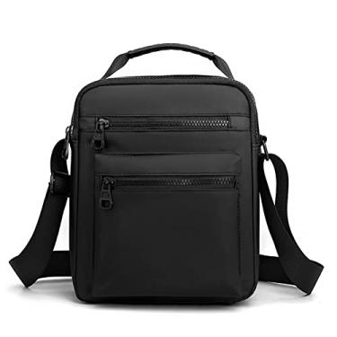 Imagem de lyrlody Men Sling Bolsa Bolsa de Ombro de Crossbody Feita de Nylon Premium Com Cinta Ajustável Grande Espaço de Armazenamento para Compras de Ginástica para Caminhadas Ao Ar Livre (BLACK)