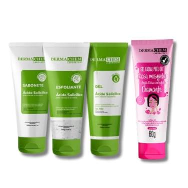 Imagem de Kit Skincare Anti Acne e Oleosidade Sabonete + Esfoliante + Gel Hidratante + Gel Peel Off Rosa mascara Facial - 4 ITENS
