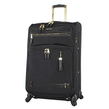 Imagem de Steve Madden Mala de designer – Mala grande quadriculada macia de 71 cm – expansível para capacidade extra de embalagem – bolsa leve com rodas giratórias, Peek-A-Boo Preto, 28in, Bolsa leve com rodas