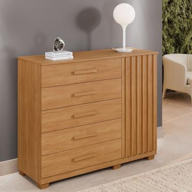 Imagem de Cômoda Ripada 5 Gavetas 1 Porta com Pés Paris Benetil