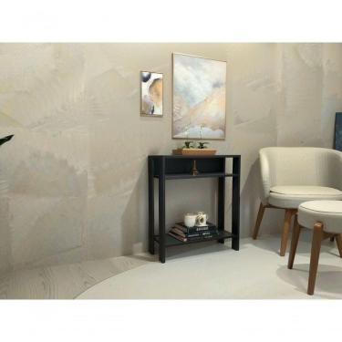 Imagem de Aparador Mesinha Mesa De Apoio Mesa De Impressora Escritório Cozinha Refeitório Preto Com Amadeirado Escuro