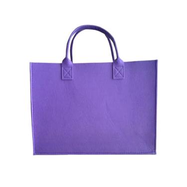 Imagem de DxXU SewLife 1 bolsa de feltro para mercearia, bolsa portátil grande, reutilizável, para lembrancinhas de festa, academia, praia, artesanato DIY (9. Roxo)