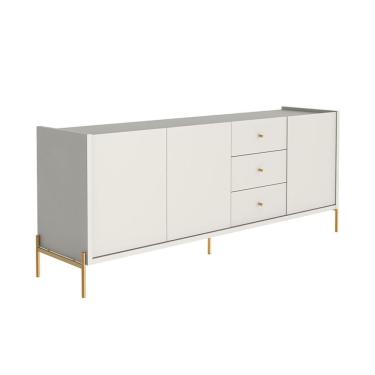 Imagem de Buffet Jasper 3 Portas 3 Gavetas Off White e Dourado