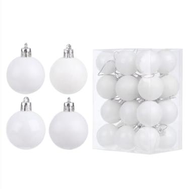 Imagem de Enfeites de Natal de 24 quilates, bolas de bolas de Natal, decorações de árvore inquebráveis de 30 mm, pingente de bolas de plástico para pendurar em árvore de Natal, guirlanda de aniversário