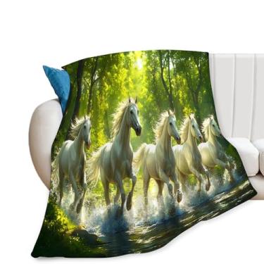 Imagem de Tijuboni Cobertor de cavalo para meninas, meninos, mulheres, homens, crianças, adultos, cobertor de flanela macia para sofá, cama, decoração de casa 101,6 cm x 127 cm