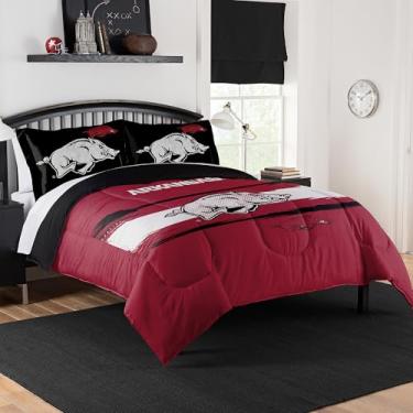 Imagem de Conjunto de edredom Arkansas Razorbacks – roupa de cama Razorbacks para dormitórios, quartos de hóspedes, trailers, portas traseiras e porcos, decoração de dia de jogo, casal/queen