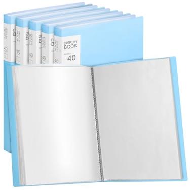 Imagem de Marspark 6 fichários com mangas de plástico grande, 21,6 x 28 cm, livro de apresentação, 40 bolsos, 80 páginas, carteira de arte, protetor de folha transparente para documentos fotográficos (azul)