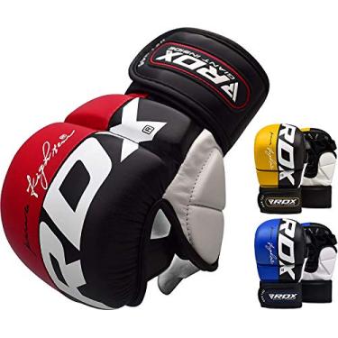 Imagem de Luvas RDX MMA para treinamento de artes marciais e aglutinação | Aprovadas pela SMMAF | Luvas de couro com couro Palm-O Maya Hide | Bom para kickboxing, Muay Thai, luta de gaiolas, saco de perfuração e esportes de combate, Vermelho, X-Large