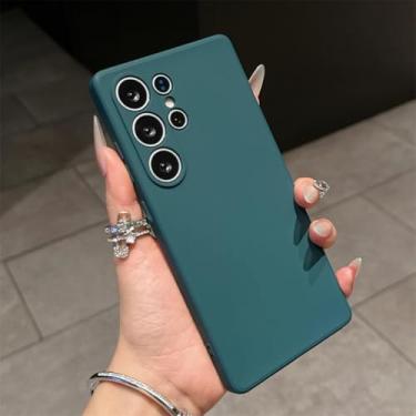 Imagem de Capa para Samsung S24Plus em silicone líquido, cor Candy, à prova de choque, macia e completa (para Samsung S24Plus/verde escuro)