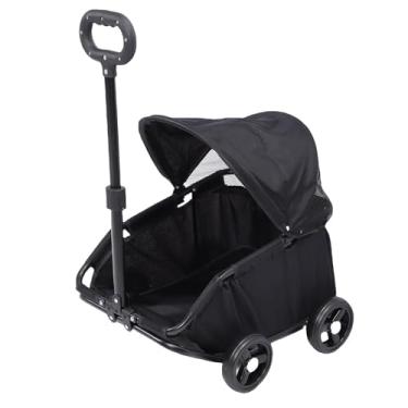 Imagem de Asixxsix Carrinho de Estimação Dobrável, Carrinho de Cachorro de 4 Rodas Com Tons de Sol, de Cachorro para para Cães Pequenos Gatos (Preto)