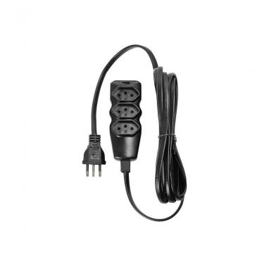 Imagem de Extensão Elétrica 3 Tomadas Pp Plano 3x0,75 3m Preta