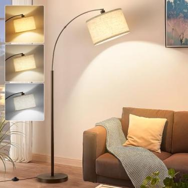 Imagem de Luvkczc Luminária de chão de arco de 180 cm para sala de estar, luminária de chão vintage com cabeça ajustável, lâmpada de poste alto com interruptor de pedal, luz de leitura arqueada sobre o sofá