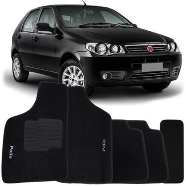 Imagem de Tapete Carpete Palio Fire G3 2012 à 2016 Preto Logo Bordado Jogo 5 Peç
