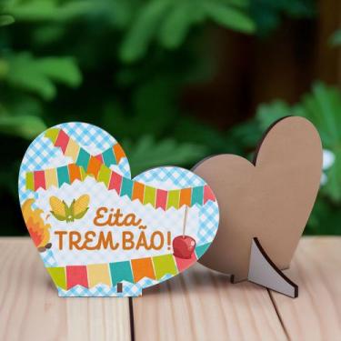 Imagem de Kit Lembrancinhas Coração Festa Junina em MDF Eita Trem Bão - R9 Decor