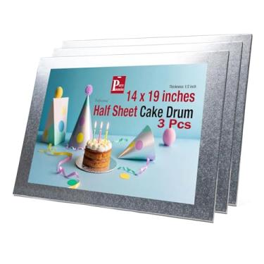 Imagem de Paremmin 3 peças de tábuas de bolo retangulares de 48 x 35 cm de espessura, pacote com 3 - Tambores de bolo de meia folha resistentes com bordas retas lisas, à prova d'água e à prova de óleo