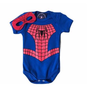 Imagem de Body Bebe Menino HEROIS + Mascara - Temático Mesversário - R.L, Aranha