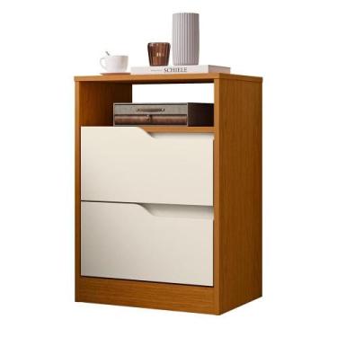 Imagem de Mesa de Cabeceira Sole 2 Gavetas Flex - Móveis Albatroz, Off White/Cin