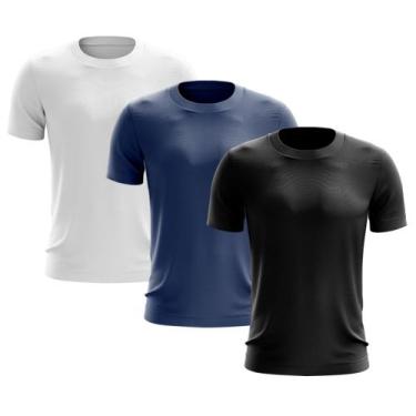 Imagem de Kit 3 Camisetas Masculina Manga Curta Dry Básica Lisa Proteção Solar U