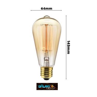 Imagem de Lâmpada ST64 Retrô Filamento Carbono 2400K Âmbar GalaxyLed, 220V