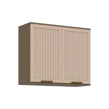 Imagem de Módulo Cozinha Henn Connect Aéreo p/ c/ 2 Portas Ripadas 80cm Duna/Cristal-Henn