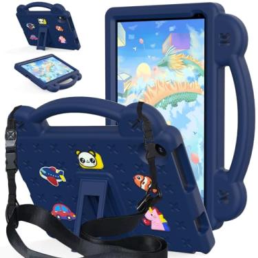 Imagem de YRH Capa para tablet Android Urao C107 de 10,1 polegadas 2024, capa infantil EVA à prova de choque com alça de suporte para tablet Urao 25,1 polegadas (azul marinho)