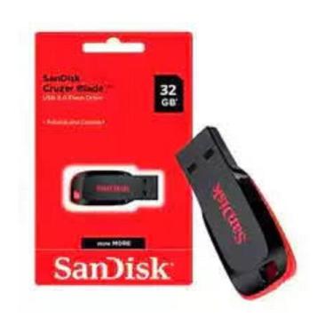 Imagem de Pen Drive USB Sandisk Cruzer Blade 32gb 2.0 preta e vermelha