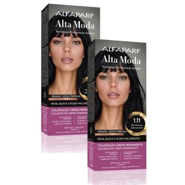 Imagem de Kit 2 Tintura Creme Altamoda Alfaparf Ouro Negro 1.11 Kit - Alta Moda