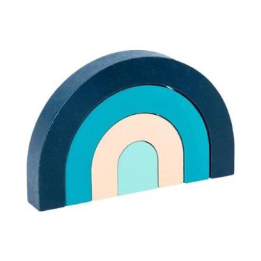 Imagem de Blocos De Construção De Madeira Montessori Arco-Íris Jogo Educacional 