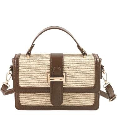 Imagem de YOVERGA Bolsas transversais de palha para mulheres, Marrom