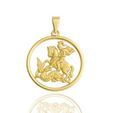Imagem de Pingente São Jorge De Moeda Antiga Com Banho De Ouro Não Escurece!