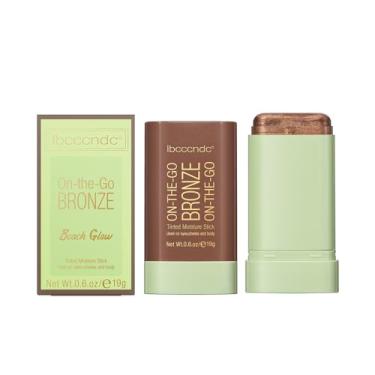 Imagem de Bastão de bronzeador multiuso em movimento, bastão de contorno de creme, maquiagem facial de destaque, bastão bronzeador brilhante para mulheres, bastão colorido de longa duração (4# brilho de praia)