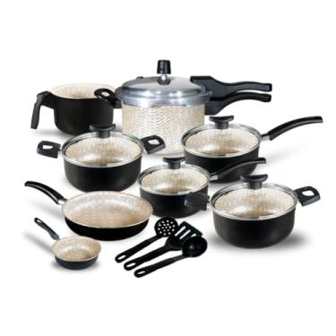 Imagem de Conjuntos de panela e frigideira Kit de panelas preto, 2.5l fechado panela de pressão externa (Preto Glacial)