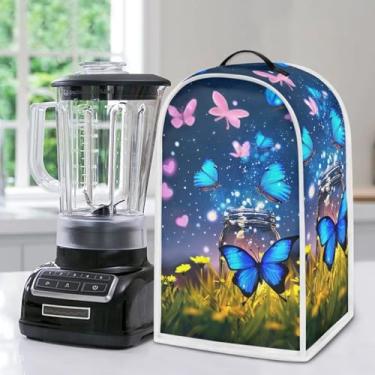 Imagem de Hudotybom Capa de liquidificador capa contra poeira fantasia borboleta processador de alimentos capa com alça superior capas de eletrodomésticos de cozinha anti impressão digital capa de cafeteira