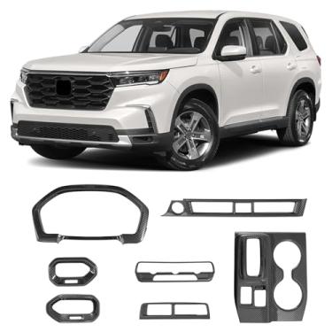 Imagem de Fancemot Capa de acabamento de painel e console central de fibra de carbono compatível com Honda Pilot 2023-2025, acessórios internos da capa do painel de instrumentos