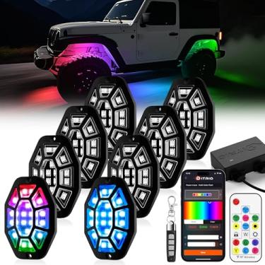 Imagem de 8 pods 9 lados RGB Rock Lights, App/2 luzes LED de controle remoto compatíveis com caminhões de 12 V Jeep UTV ATV carrinho de golfe off-road, sinal de freio, à prova d'água, modo de música, plug and