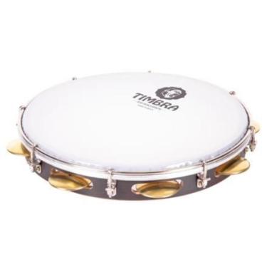 Imagem de Pandeiro timbra profissional 11 pol formica chocolate prat 2 c/aro niq