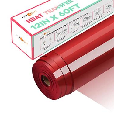 Imagem de HTVRONT Vinil de transferência de calor vermelho ferro em vinil - 30,8 x 155,8 m rolo de vinil vermelho HTV fácil de cortar e maconha para design de vinil térmico