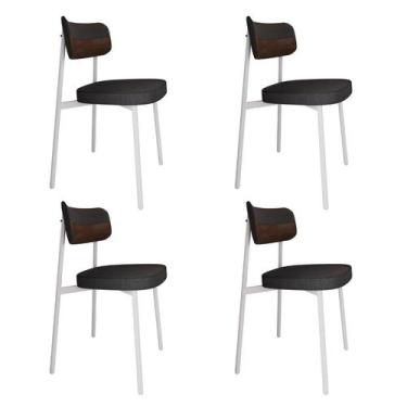Imagem de Conjunto 4 Cadeiras de Jantar Alloa Tecido Mesclado Est.Branca - Metal