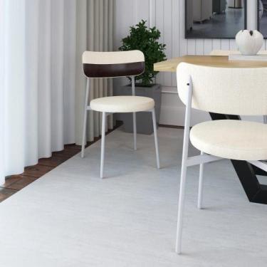 Imagem de Cadeira de Jantar Kyta Tecido Mesclado Est.Branca - Metalig