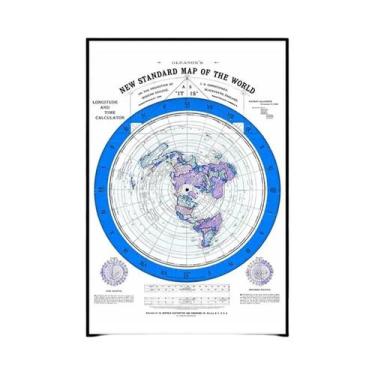 Imagem de Pôster Vintage De Mapa Mundial Da Terra Plana Em Tela, Pintura Moderna