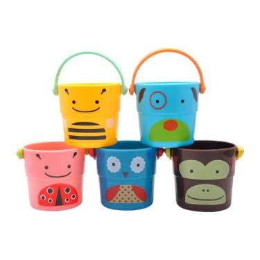 Imagem de Kokiya 5Pcs Balde de banho para bebê, brinquedo de banheira para crianças, brinquedos aquáticos para presentes de aniversário, diversão interativa essencial