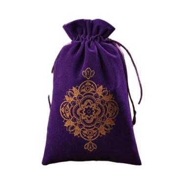 Imagem de Bolsa Grande De Veludo Para Tarô E Fases Da Lua 14x22cm, Estojo De Via