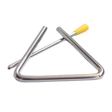 Imagem de Triangulo musical leve pequeno aço cromado 10cm x 13mm com batedor xot