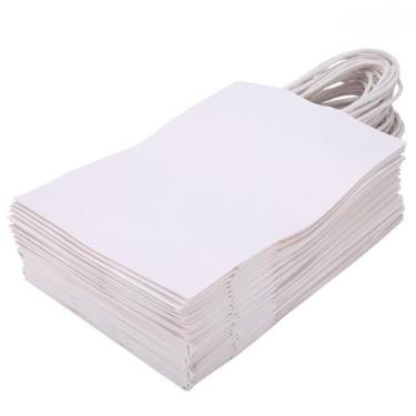 Imagem de MUNEFE 25 PCS Kraft Paper Gifts Bag, sacos de papel com alças, sacos de presentes com alças para festas, compras, saída e outras ocasiões (White)