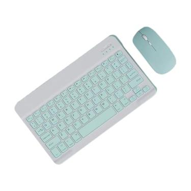 Imagem de Kit Teclado e Mouse Sem Fio Bluetooth Colorido Macaron Para PC iPad Tablet Notebook(Verde)