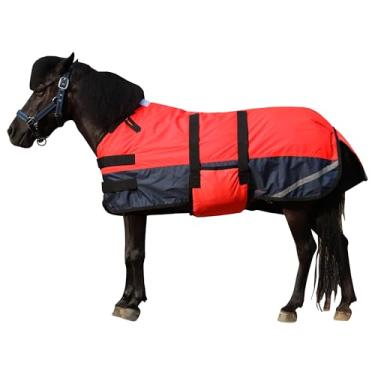 Imagem de LEAFOREST 300 Denier Tapete de pônei impermeável Tapete de potro Tapete de afastamento Miniatura Burro Cobertor de Inverno (Enchimento de 150 g) Vermelho 106 cm - 122 cm