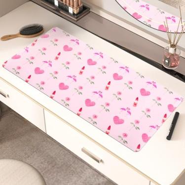 Imagem de Tapete de maquiagem para penteadeira, protetor de couro sintético luxuoso com base de borracha antiderrapante espessa, almofada de mesa impermeável para penteadeira, mesa, mesa de unhas, flamingo e