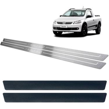 Imagem de Soleira De Porta Vw Saveiro G5 Aço Inox + Vinil