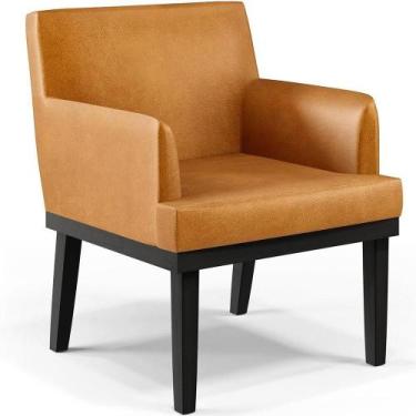 Imagem de Poltrona Base Preto Beatriz material sintético Whisky - LYAM DECOR